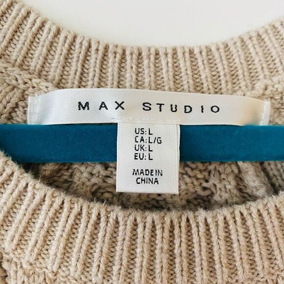 NWOT Max Studio 100% cotton oatmeal sweater. Sz: L - Picture 6 of 10